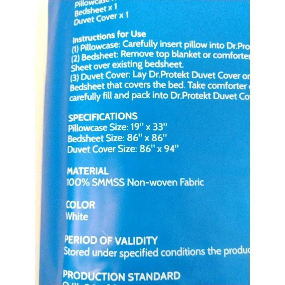 Disposable Travel Sheets Includes 1 Sheet 1 Duvet Cover and 2 Pillowcases